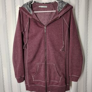 Maurices-Maroon Hooded Sweatshirt With Silver Stitching- Size Medium